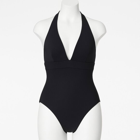 Summersalt Halter Plunge V-Neck Beach Vacation One-Piece Swimsuit Black 14 - Picture 2 of 12